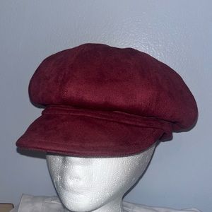 Vintage Inspired Burgundy Suede Cap